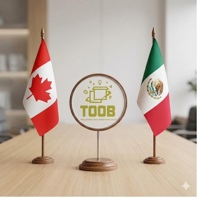 The flags of Canada and Mexico, joined